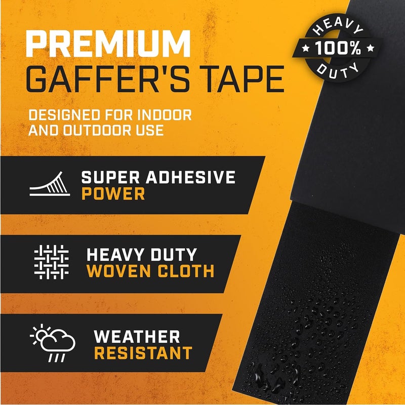 Lockport Black Gaffers Tape 3 inch x 45 Yards - Pro Black Gaff Tape - No Residue, Water Resistant, Non- Reflective, Easy Tear - Multipurpose - Image 2